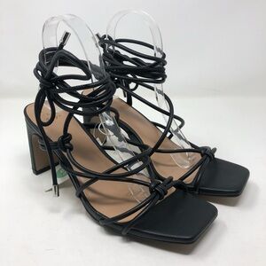 a new day Black Lace-Up Block Heels